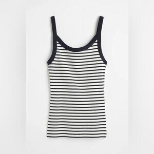 H&M Border Ribbed Sleeveless Tank Top Navy White Stripes